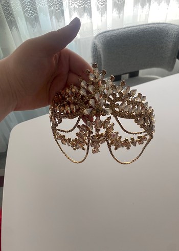Altın Renkli Boncuklu Gelin Saç Aksesuarı - Görsel 2
