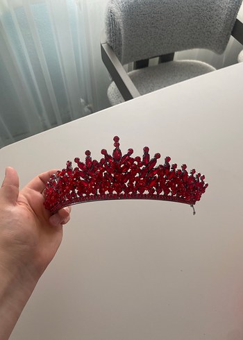 Koyu Kırmızı Pullu Gelin tacı - Görsel 3