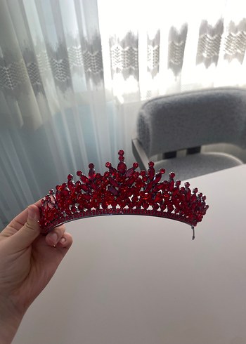 Koyu Kırmızı Pullu Gelin tacı - Görsel 2
