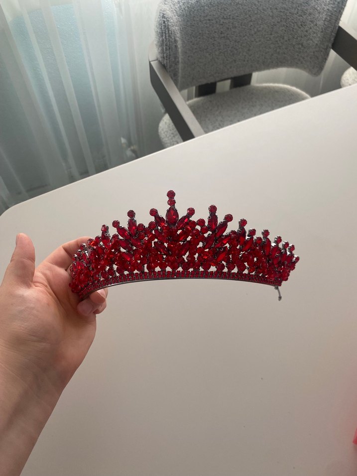 Koyu Kırmızı Pullu Gelin tacı - Görsel 3
