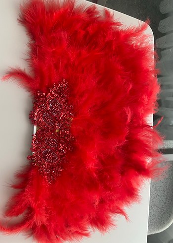 Kırmızı Tüylü gelin yelpazesi - Görsel 2