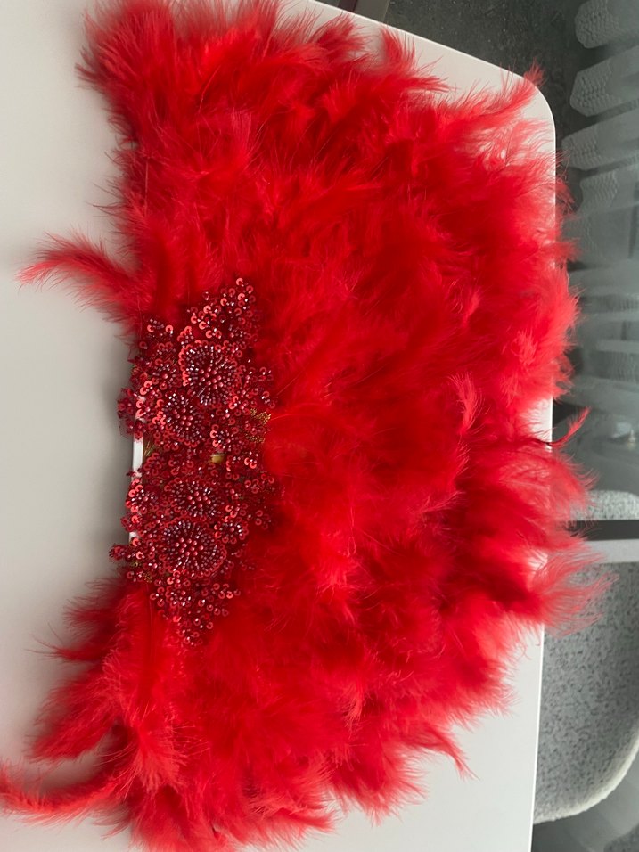 Kırmızı Tüylü gelin yelpazesi - Görsel 2