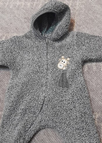 Gri Kapüşonlu Erkek Bebek Tulum.Sıcak tutuyor - Görsel 7