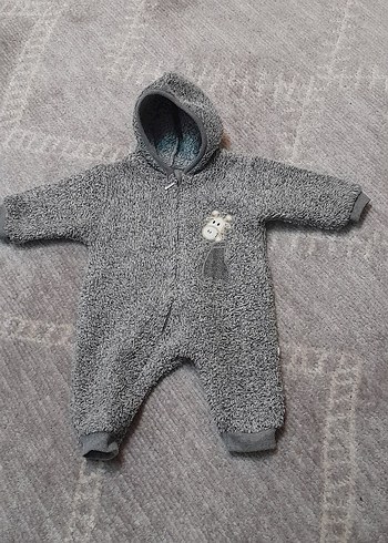 Gri Kapüşonlu Erkek Bebek Tulum.Sıcak tutuyor - Görsel 8