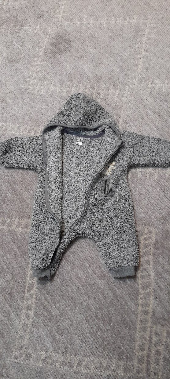 Gri Kapüşonlu Erkek Bebek Tulum.Sıcak tutuyor - Görsel 2