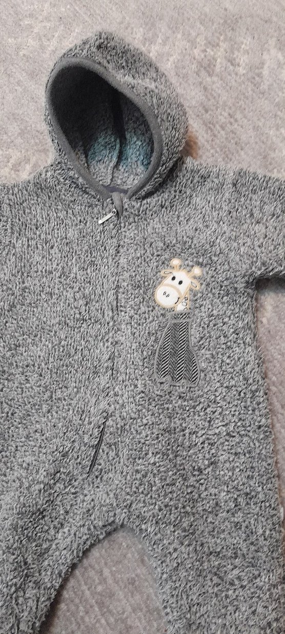 Gri Kapüşonlu Erkek Bebek Tulum.Sıcak tutuyor - Görsel 4