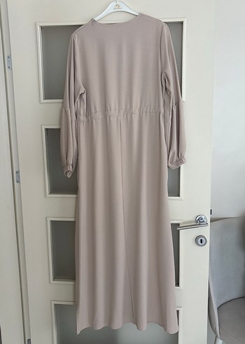 40 Beden ten rengi Renk Bej Uzun Kesim Salaş Keten Elbise