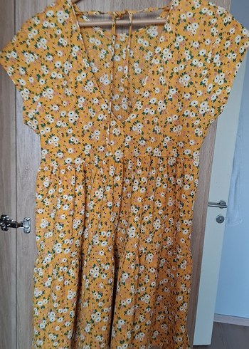 Sarı Çiçekli Volanlı Bohem Elbise - Görsel 6