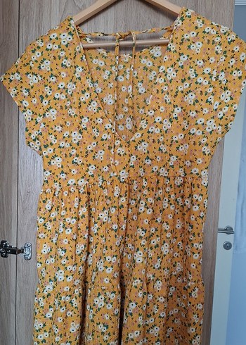 Sarı Çiçekli Volanlı Bohem Elbise - Görsel 5