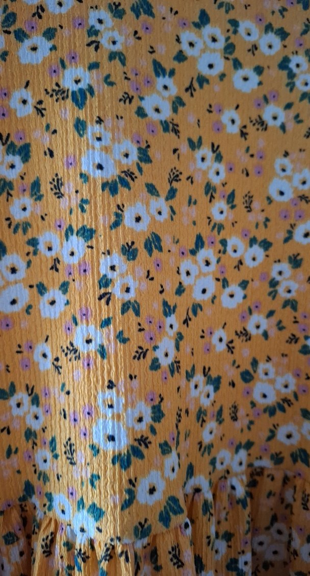 Sarı Çiçekli Volanlı Bohem Elbise - Görsel 4