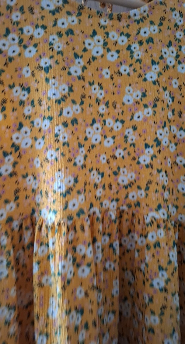 Sarı Çiçekli Volanlı Bohem Elbise - Görsel 3