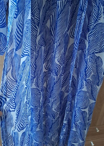 Uzun Mavi Bohem Kadın Kimono - Görsel 6