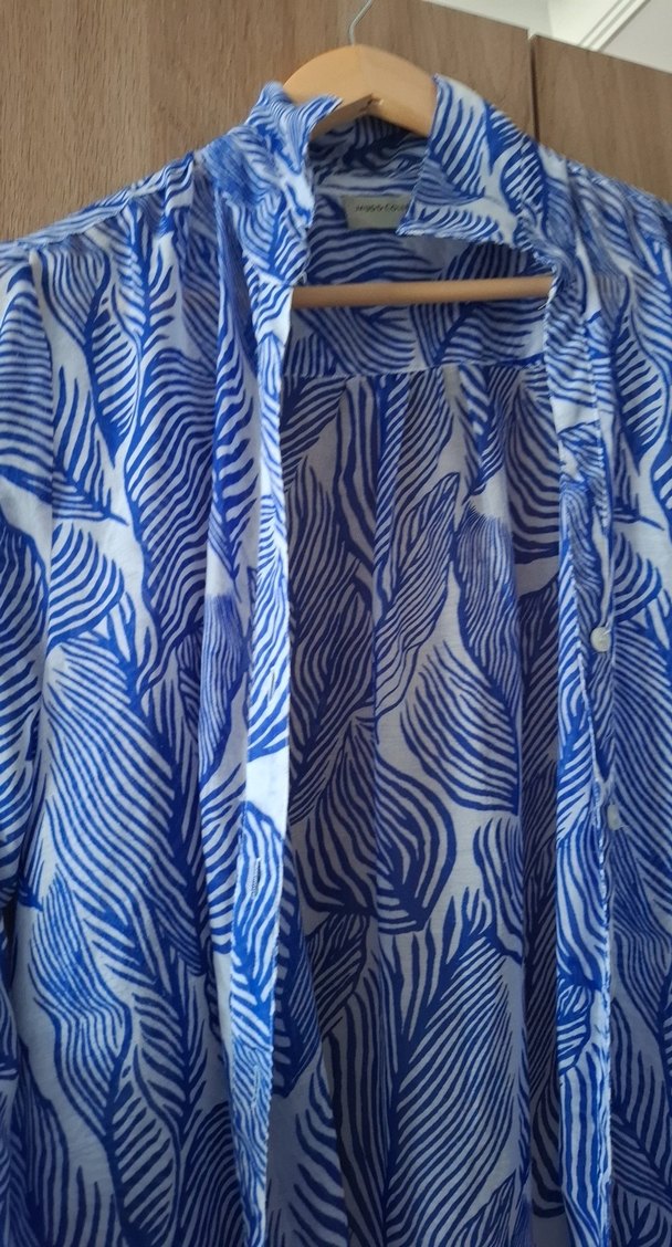 Uzun Mavi Bohem Kadın Kimono - Görsel 3