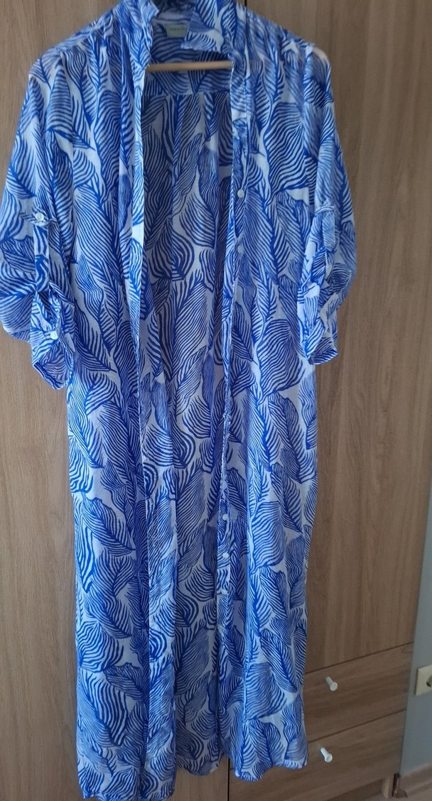 Uzun Mavi Bohem Kadın Kimono - Görsel 2