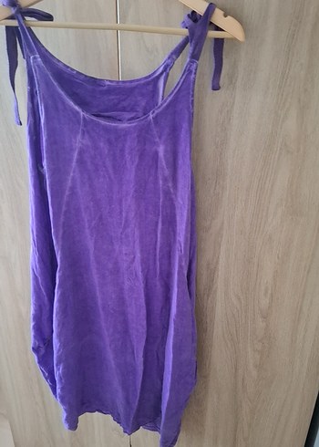 Mor Keten Midi Bohem Elbise - Görsel 7