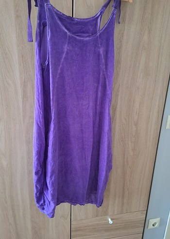 Mor Keten Midi Bohem Elbise - Görsel 9