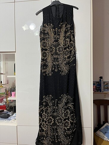 m Beden siyah Renk Siyah altın işlemeli yöresel kaftan kınalık abaya