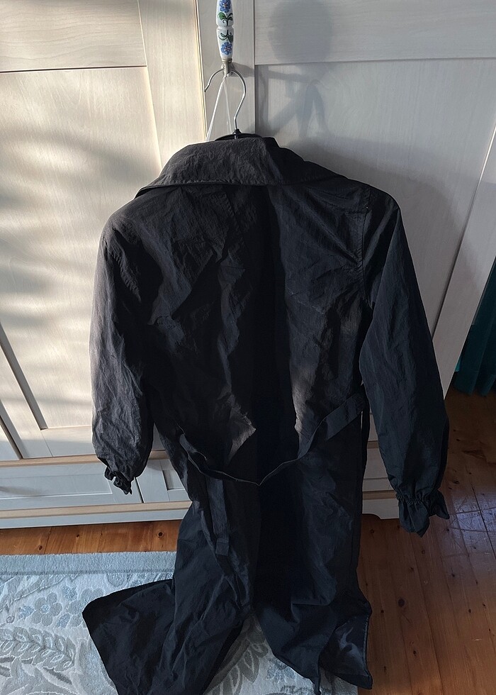 Siyah trençkot rüzgarlık - Görsel 3