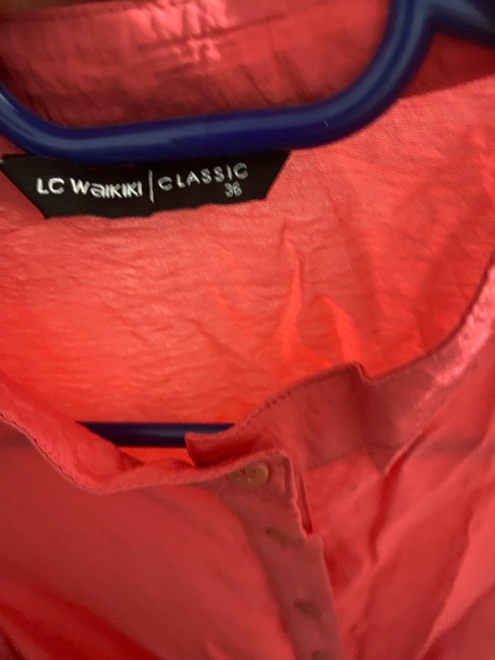 Düğmeli Kırmızı Keten Midi Tunik - Görsel 5