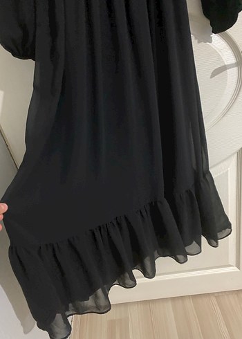 Siyah Uzun Kollu Salaş Uzun Elbise - Görsel 2