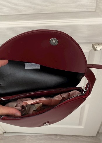 Bordo Deri Kadın Kol Çantası - Görsel 6