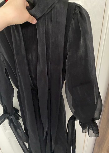 Siyah Uzun Tesettür Elbise Abiye - Görsel 7