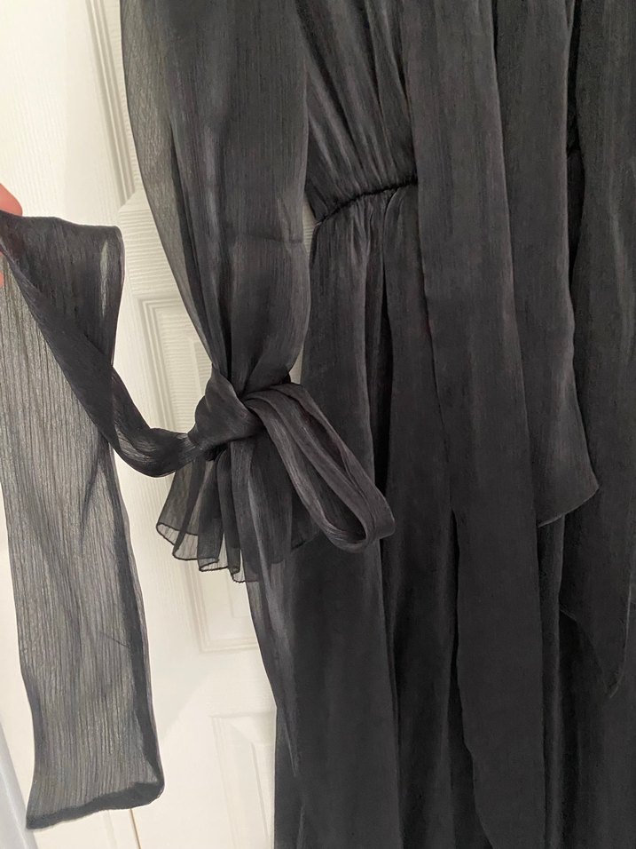 Siyah Uzun Tesettür Elbise Abiye - Görsel 4