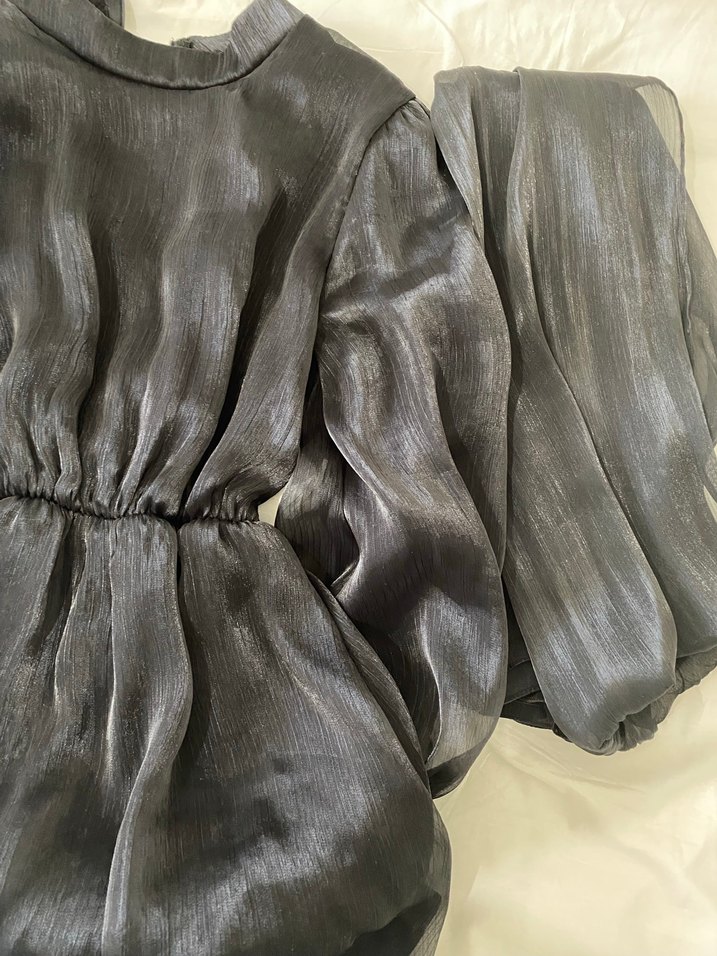 Siyah Uzun Tesettür Elbise Abiye - Görsel 3