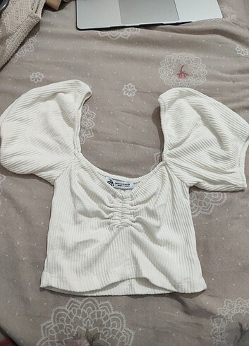 Zara crop fitilli tshirt 