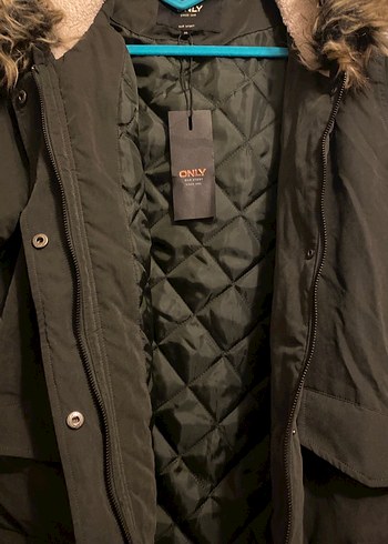 Haki Kadın Midi Kaban, Kürklü, Salaş Kesim - Görsel 6