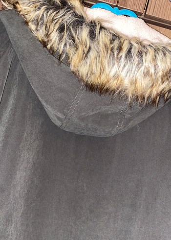 Haki Kadın Midi Kaban, Kürklü, Salaş Kesim - Görsel 8