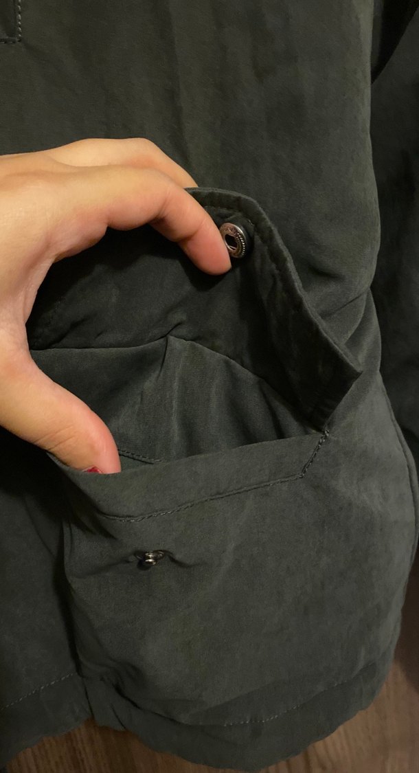 Haki Kadın Midi Kaban, Kürklü, Salaş Kesim - Görsel 5