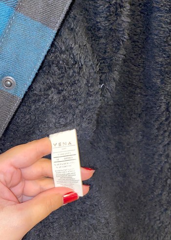 Düğmeli, Uzun Kollu Kareli Kürklü Gömlek Mont - Görsel 4