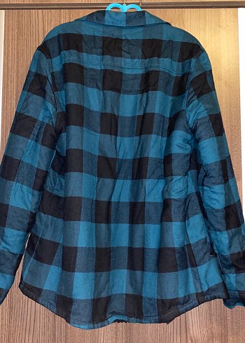 Düğmeli, Uzun Kollu Kareli Kürklü Gömlek Mont - Görsel 8