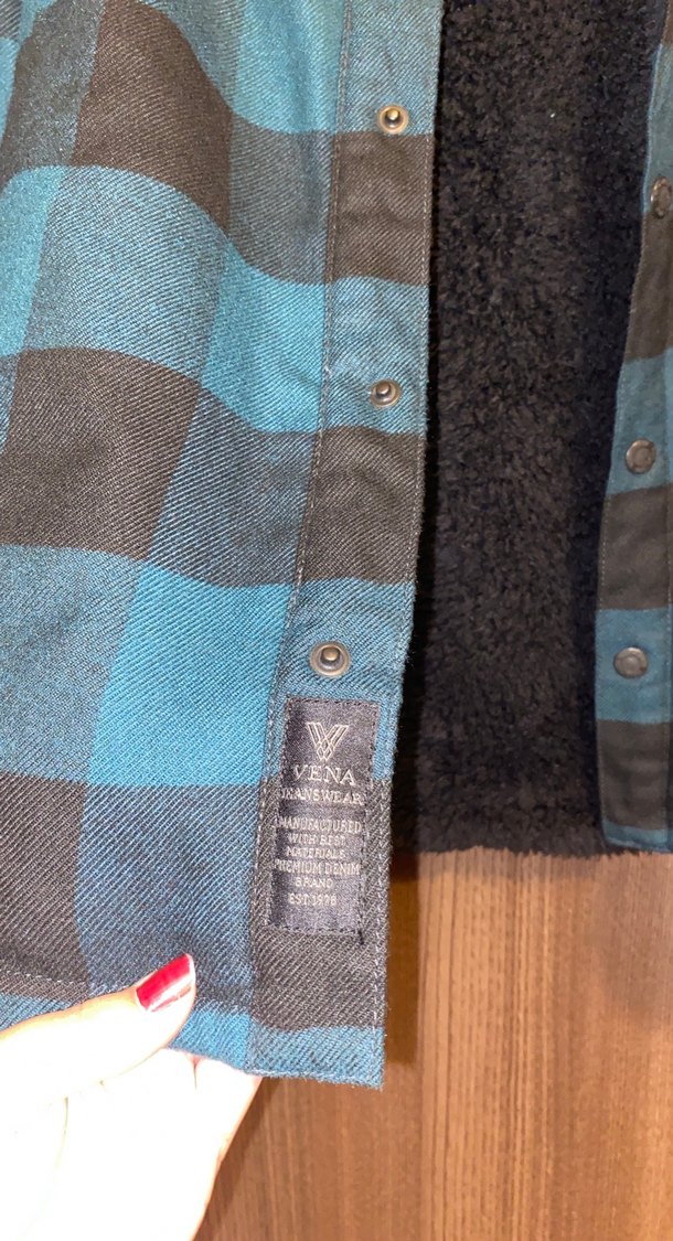 Düğmeli, Uzun Kollu Kareli Kürklü Gömlek Mont - Görsel 3