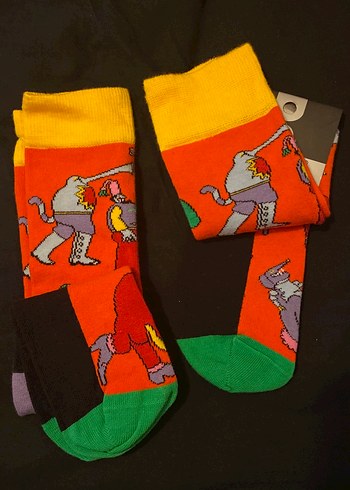 Renkli Baskılı çift Çorapları NIKET - Görsel 2