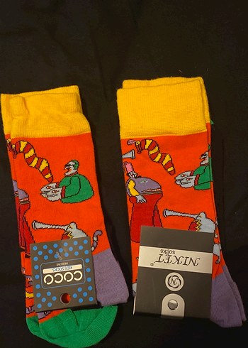 Renkli Baskılı çift Çorapları NIKET - Görsel 3