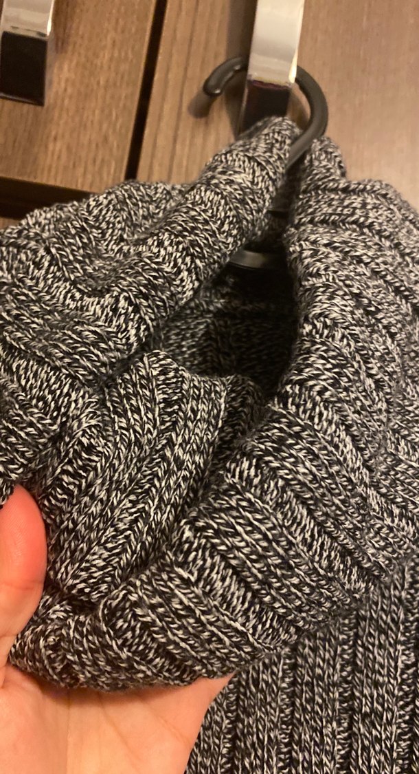 Gri Kadın Boğazlı Örgü Crop Kazak - Görsel 2