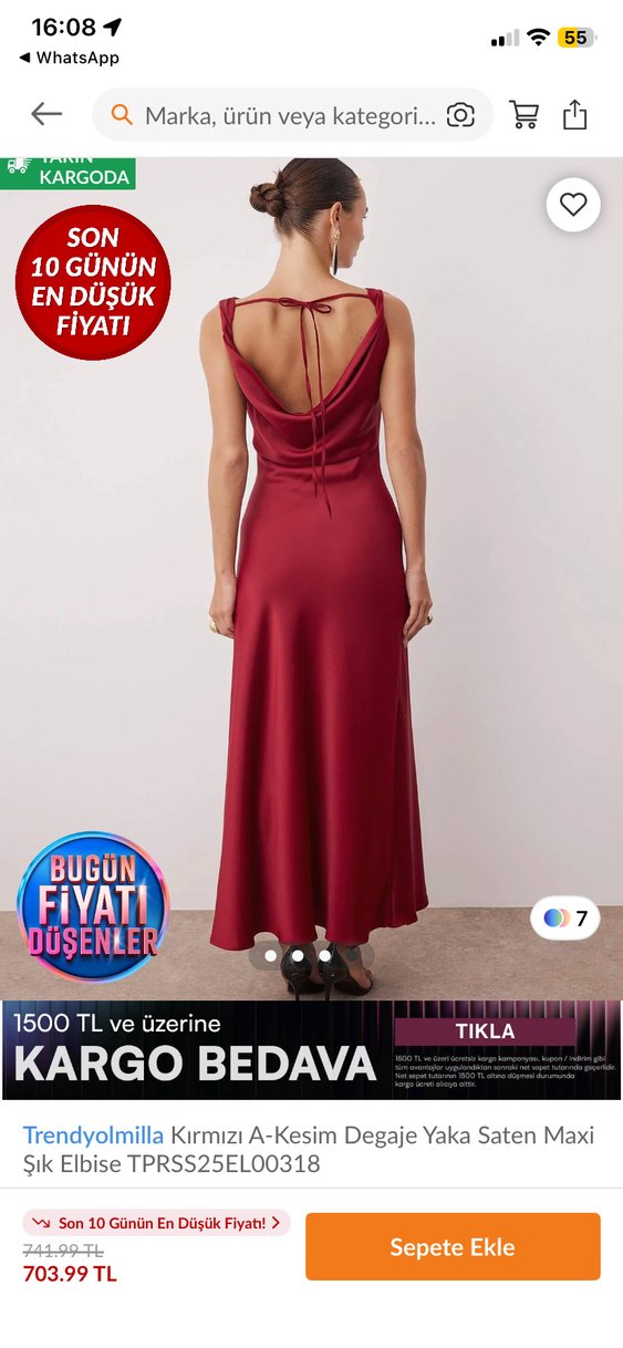 Bordo Drape Detaylı Uzun Kadın Elbise - Görsel 2