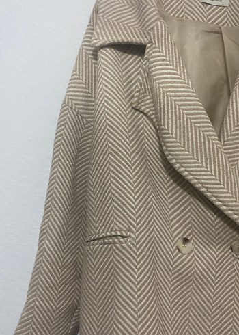 Bej Düğmeli Midi Kadın Kaban - Görsel 2