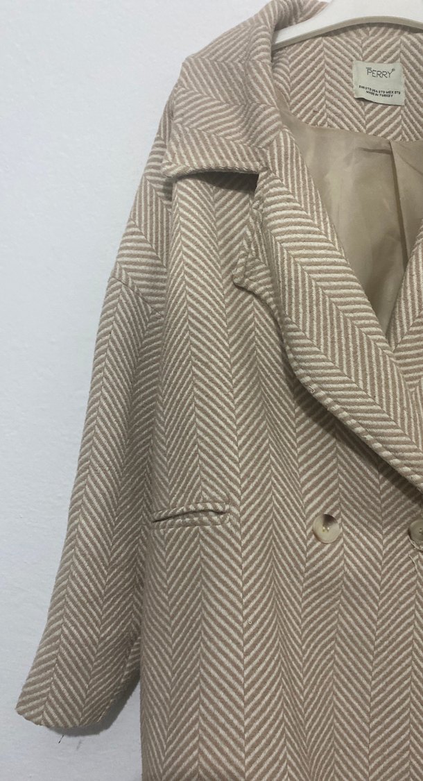 Bej Düğmeli Midi Kadın Kaban - Görsel 2