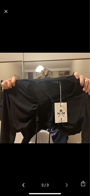 m Beden Siyah göğüs dekolteli crop top