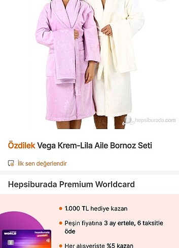 Özdilek Vega Bornoz takımı lila Krem rengi sıfır kutusunda