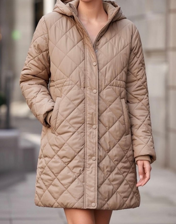 Bej Kapitone Kadın Günlük Ceket - Görsel 2