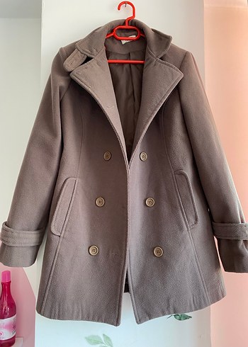 Çift Düğmeli Kahverengi Kaban - Görsel 3