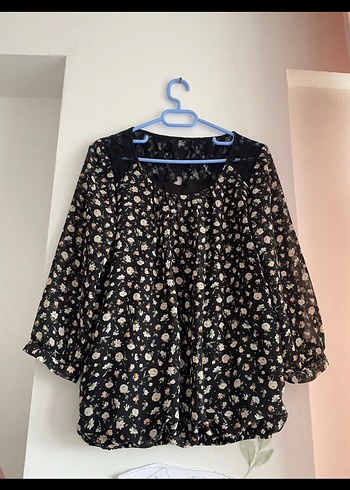 Dantel Detaylı Siyah Bohem Kadın Bluz - Görsel 2