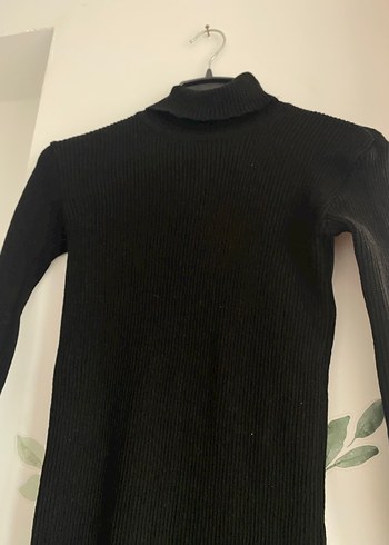 Uzun Siyah  triko Elbise - Görsel 4