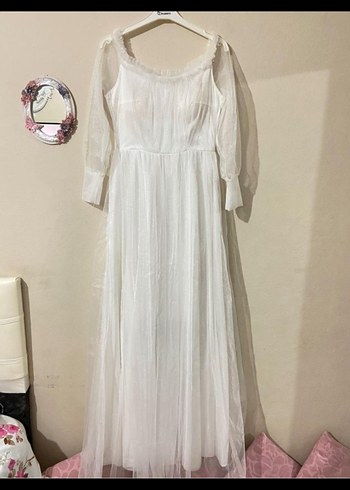 Uzun Beyaz elbise - Görsel 2