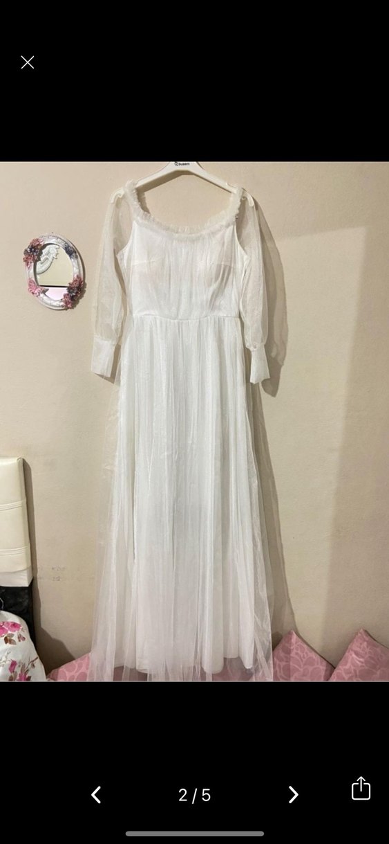 Uzun Beyaz elbise - Görsel 2