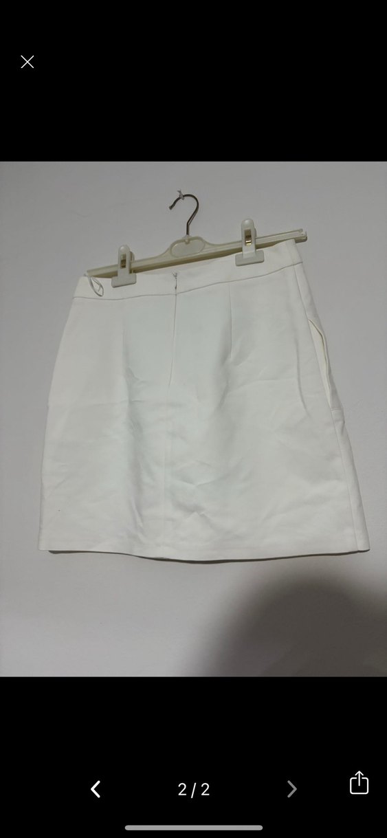 Düğmeli Beyaz Mini Etek - Görsel 2